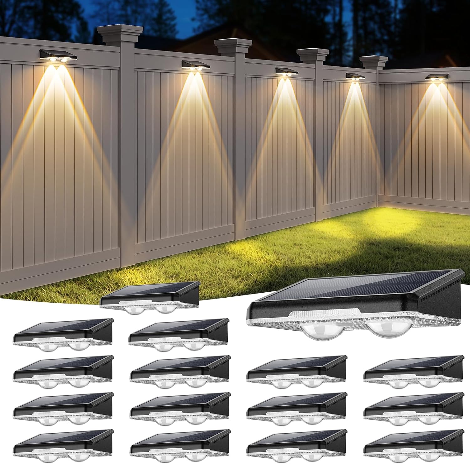 Solar Fence Lights Outdoor with 7 Colors for Any Occasion