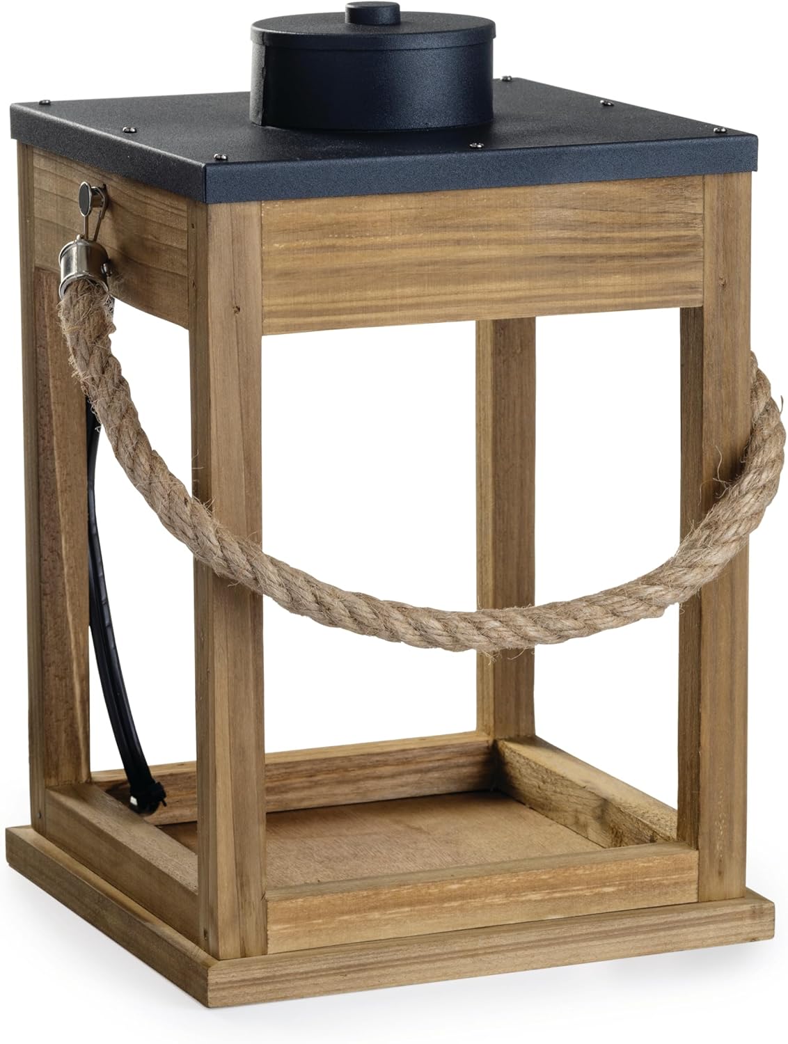 Candle Warmers Wood & Rope Lantern for Top-Down Warming