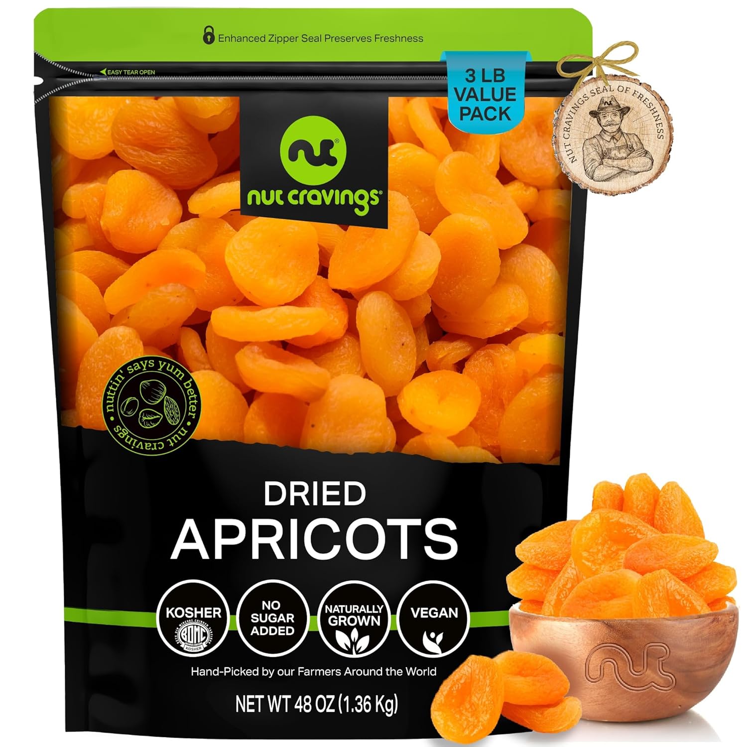Sun Dried Turkish Apricots - No Sugar Added, Healthy Snack