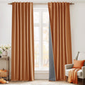 Blackout Curtains for Bedroom Linen Texture - Burnt Orange Panels
