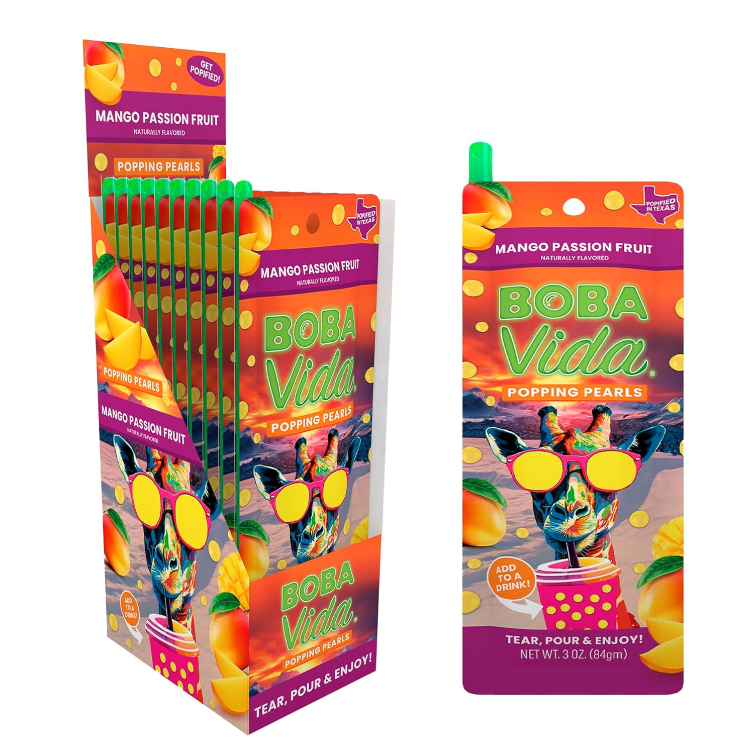 BobaVida Mango Passionfruit Boba Pearls for Drinks & Desserts