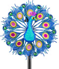 Metal Outdoor Wind Spinner Peacock A - 360 Degree Kinetic Garden Art
