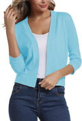 Women's 3/4 Sleeve Cropped Cardigan Sweater - Lightweight Elegance
