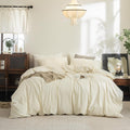 FOSSA Duvet Cover Set 100% Washed Cotton Queen - Soft Linen Feel