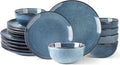 AmorArc Ceramic Dinnerware Set for 6, 18 Pieces - Ceylon Blue
