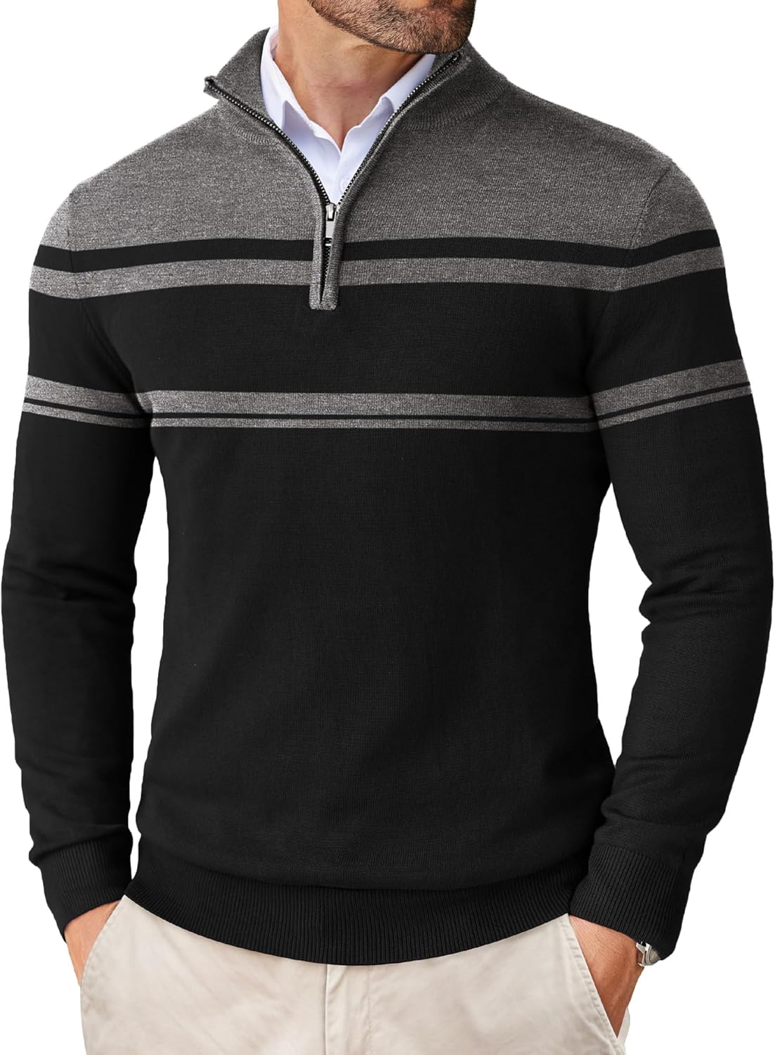 COOFANDY Men's Quarter Zip Up Sweaters for Stylish Comfort