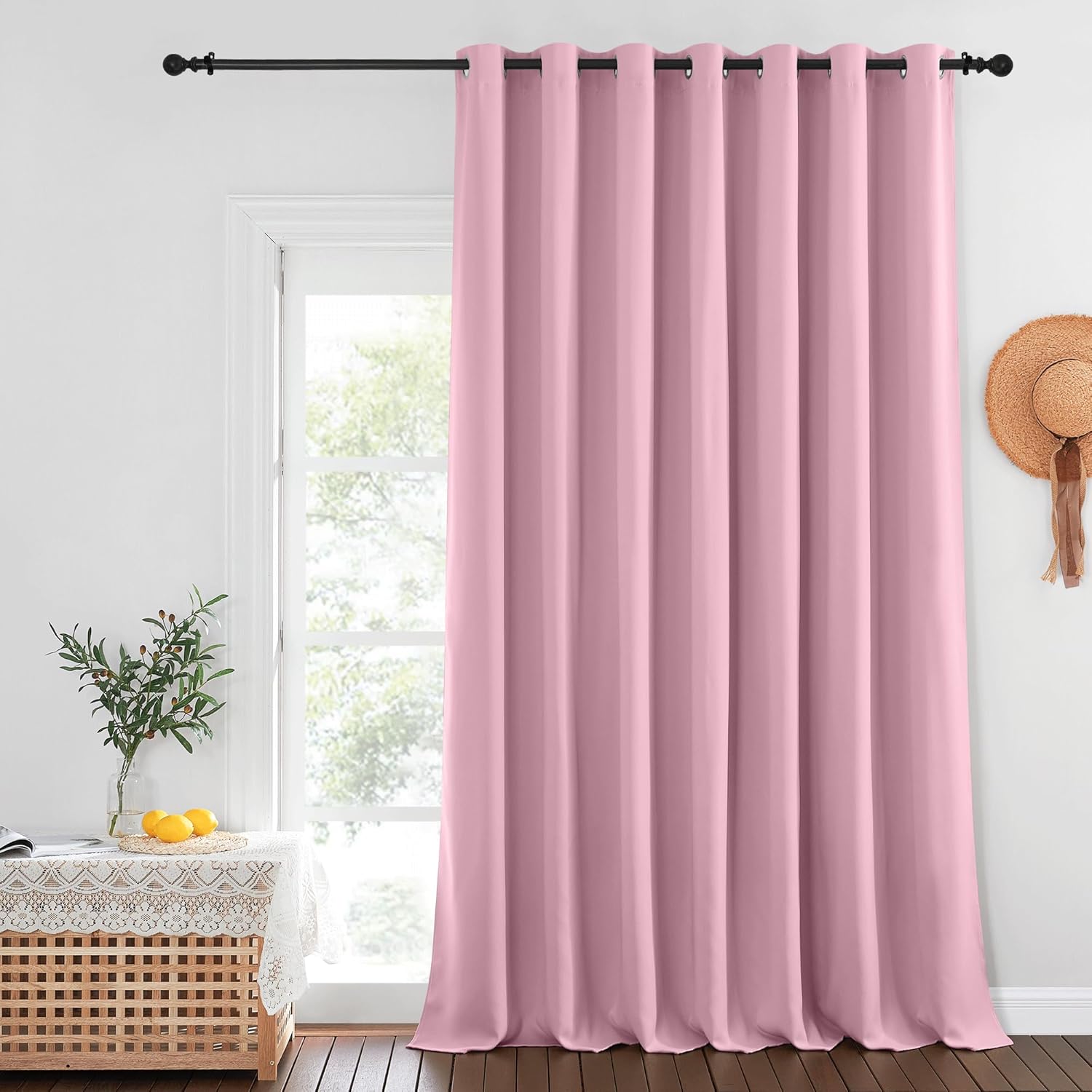 NICETOWN Blackout Curtains for Sliding Glass Door, Rouge Pink