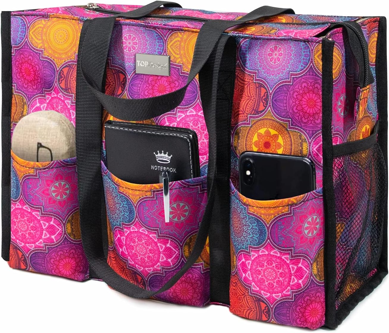 Utility Water Resistant Tote Bag with 13 Pockets for Women