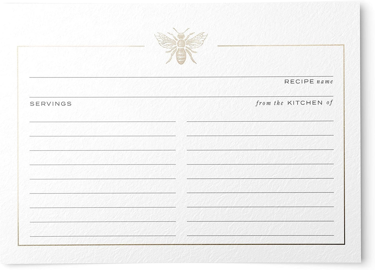 50 Gold Foil Bee Recipe Cards: Elegant & Practical