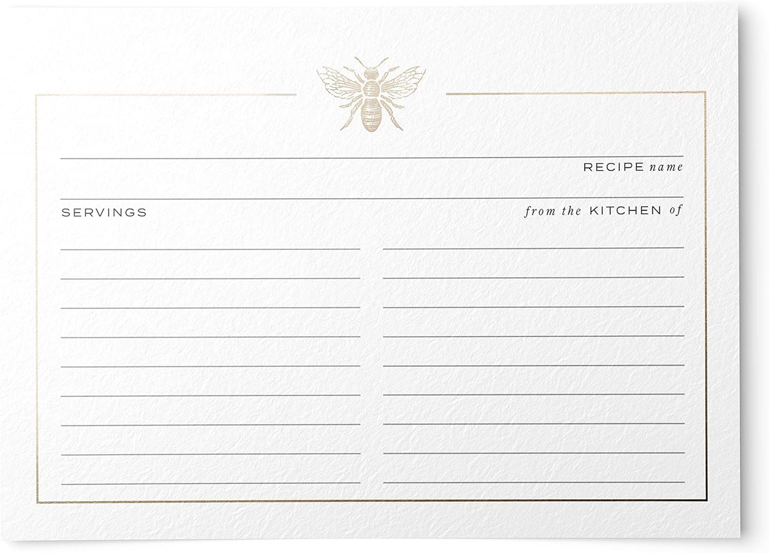 50 Gold Foil Bee Recipe Cards: Elegant & Practical