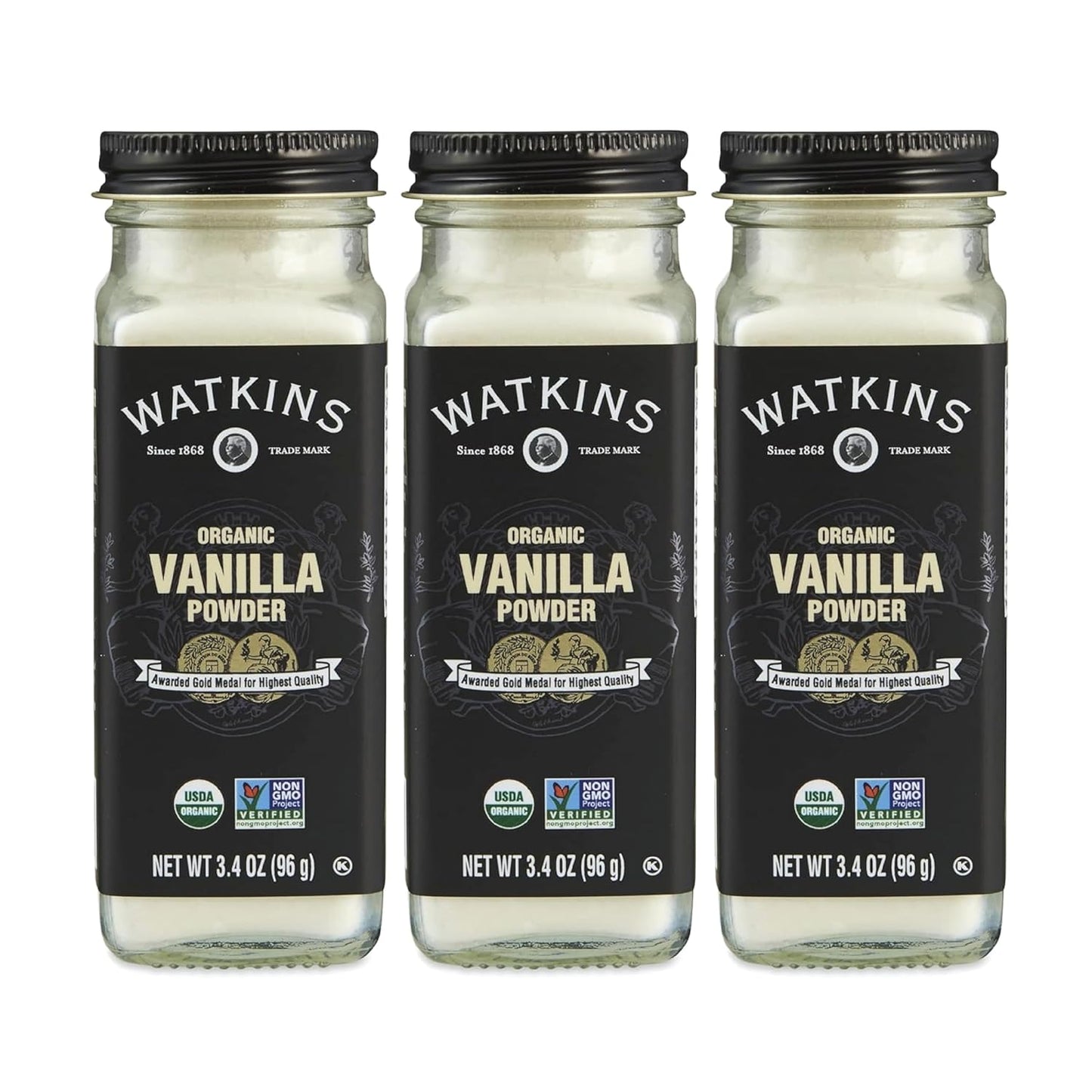 Watkins Gourmet Organic Vanilla Powder - 3.4 oz Spice Jar 3-Pack