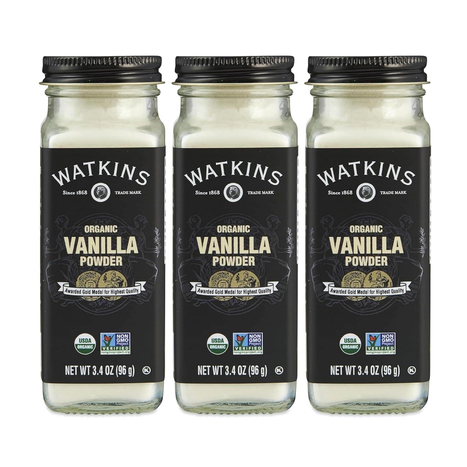 Watkins Gourmet Organic Vanilla Powder - 3.4 oz Spice Jar 3-Pack