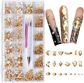 Gold Rhinestones for Nails 6080Pcs Kit - Multi Shape Nail Art Gems