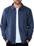 Men's Casual Suede Bomber Jacket - Lightweight Vintage Suede