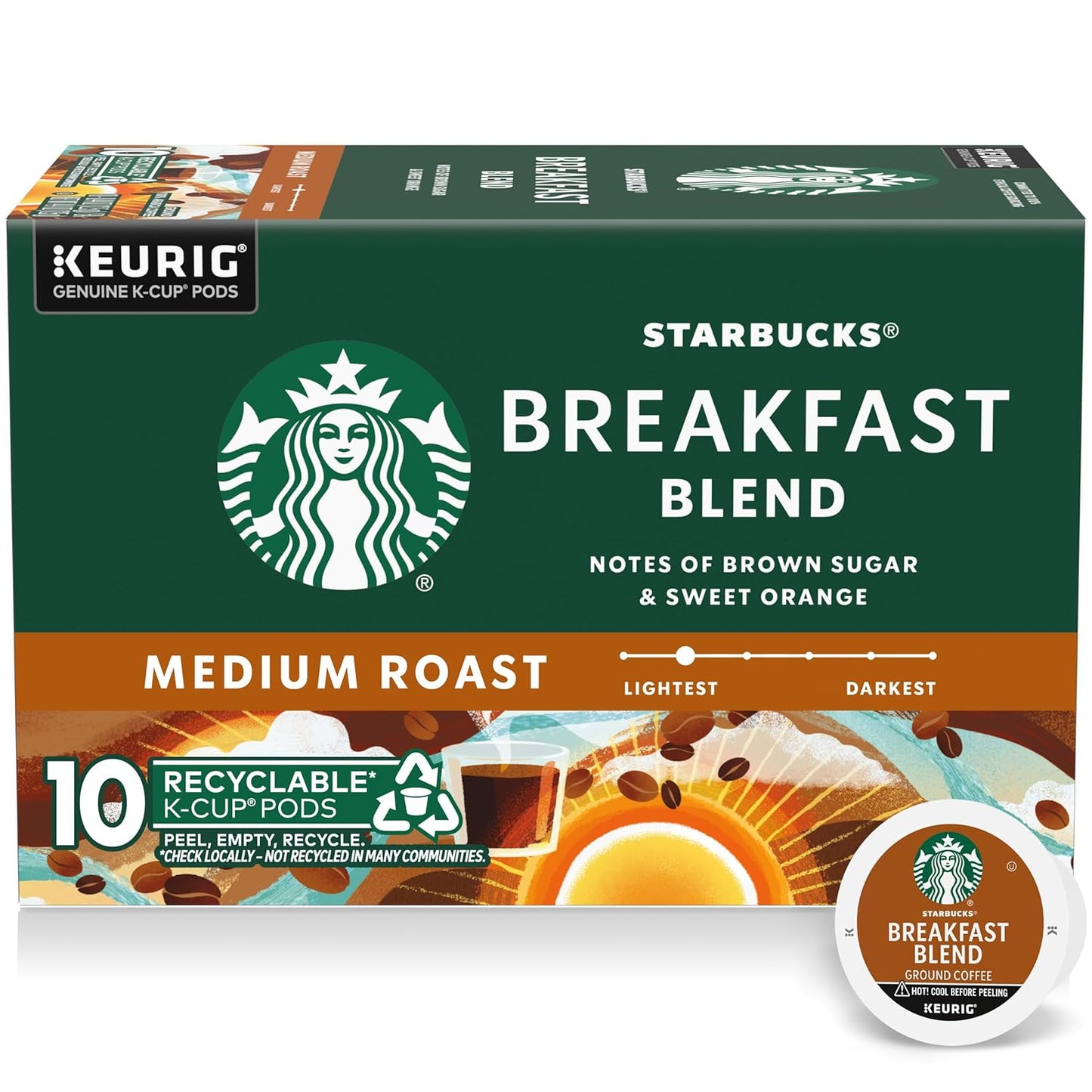 Starbucks Breakfast Blend K-Cup Pods - Rich & Smooth Taste!