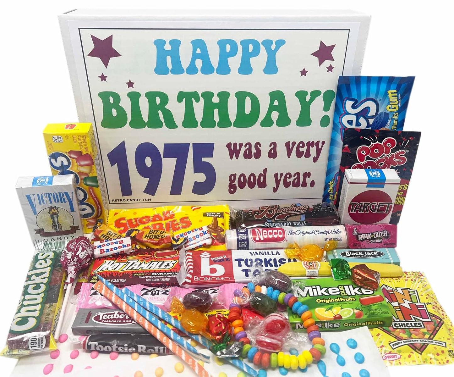 Retro Candy Yum 50th Birthday Gift Box of Nostalgic Treats