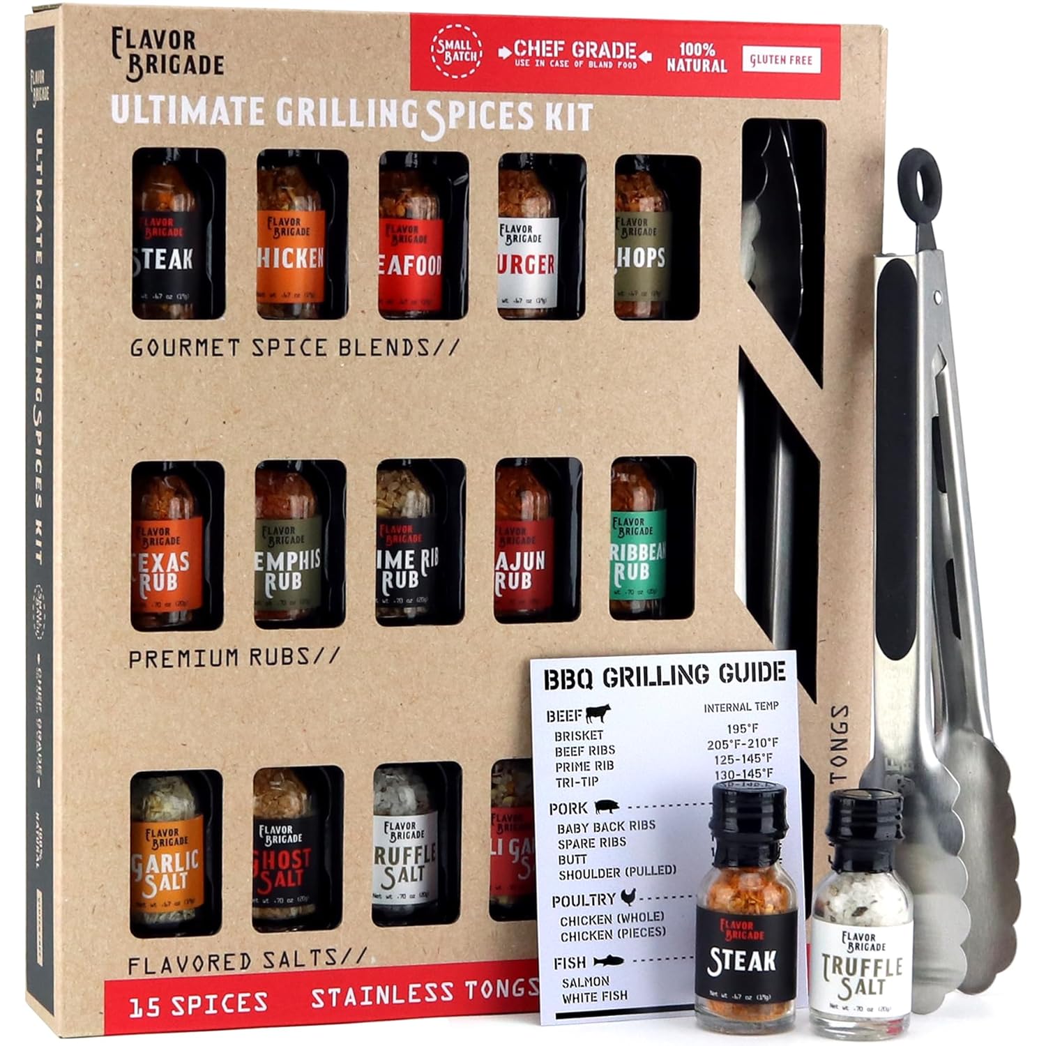 17-Piece Gourmet BBQ Set for Men - Spice Blends, Tongs, Rubs