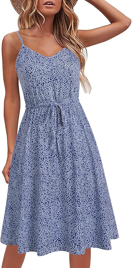 Women's Casual Summer Dress Cotton Sleeveless Spaghetti Strap