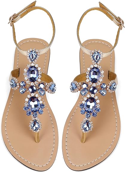 ZhuLinFeng Women's Rhinestone Gladiator Sandals for Weddings