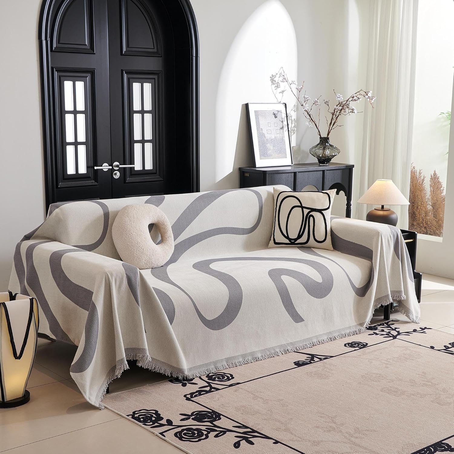 MYSKY HOME Couch Cover for 3 Cushion Sofa, Soft & Washable