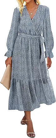 BTFBM Women's Casual Party Summer Fall Maxi Dress with Belt