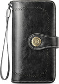BOSTANTEN Womens RFID Blocking Leather Wristlet Wallet - Large
