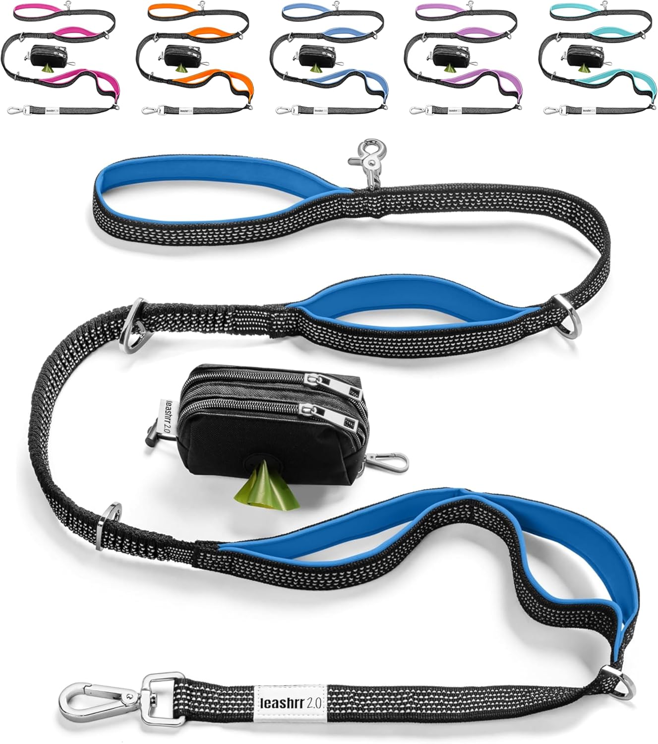 Anti Pull Dog Leash - Heavy Duty Bungee with 4 Padded Handles