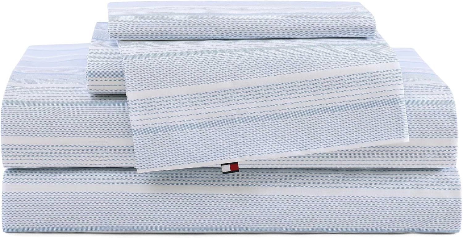 Tommy Hilfiger King Bed Sheets - Crisp Cotton Percale Set