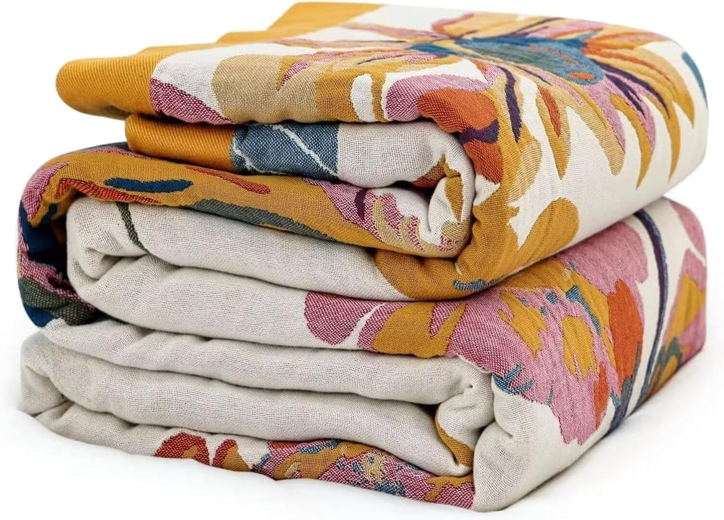 Summer Boho Throw Blanket 90x98 Ultra Soft Cotton Quilts