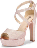 Women's Platform Chunky High Heels Dress Sandals - 5in Platform