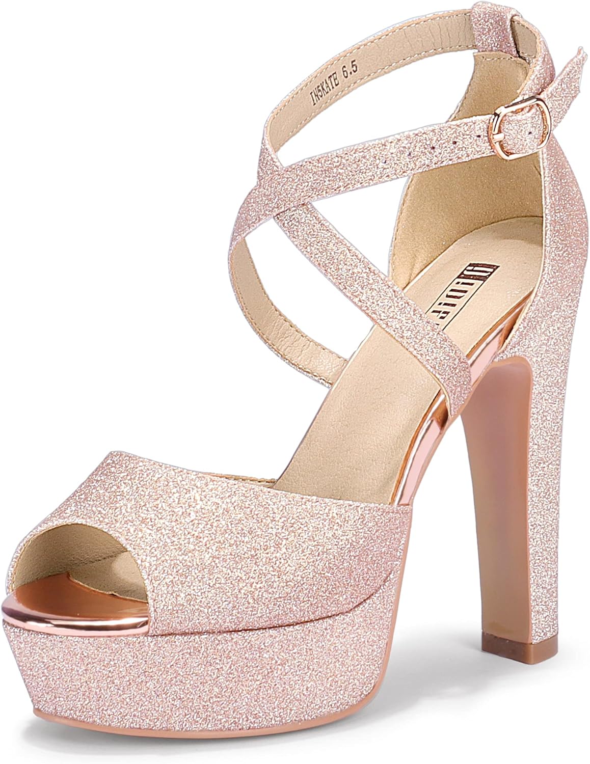 IDIFU Women's Platform Chunky High Heels Dress Sandals for Events