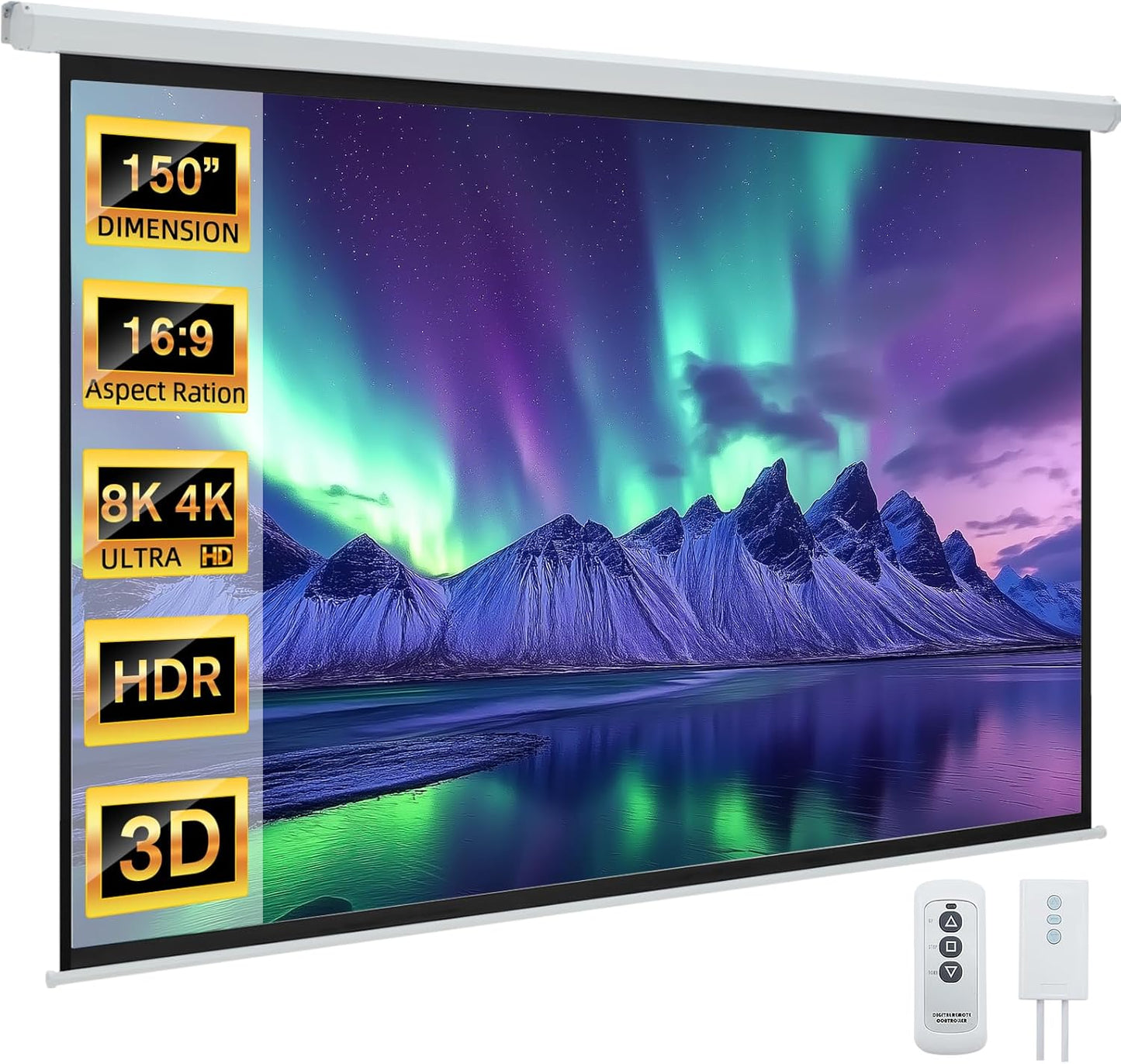 YODOLLA 150in Motorized Projector Screen for Home and Office