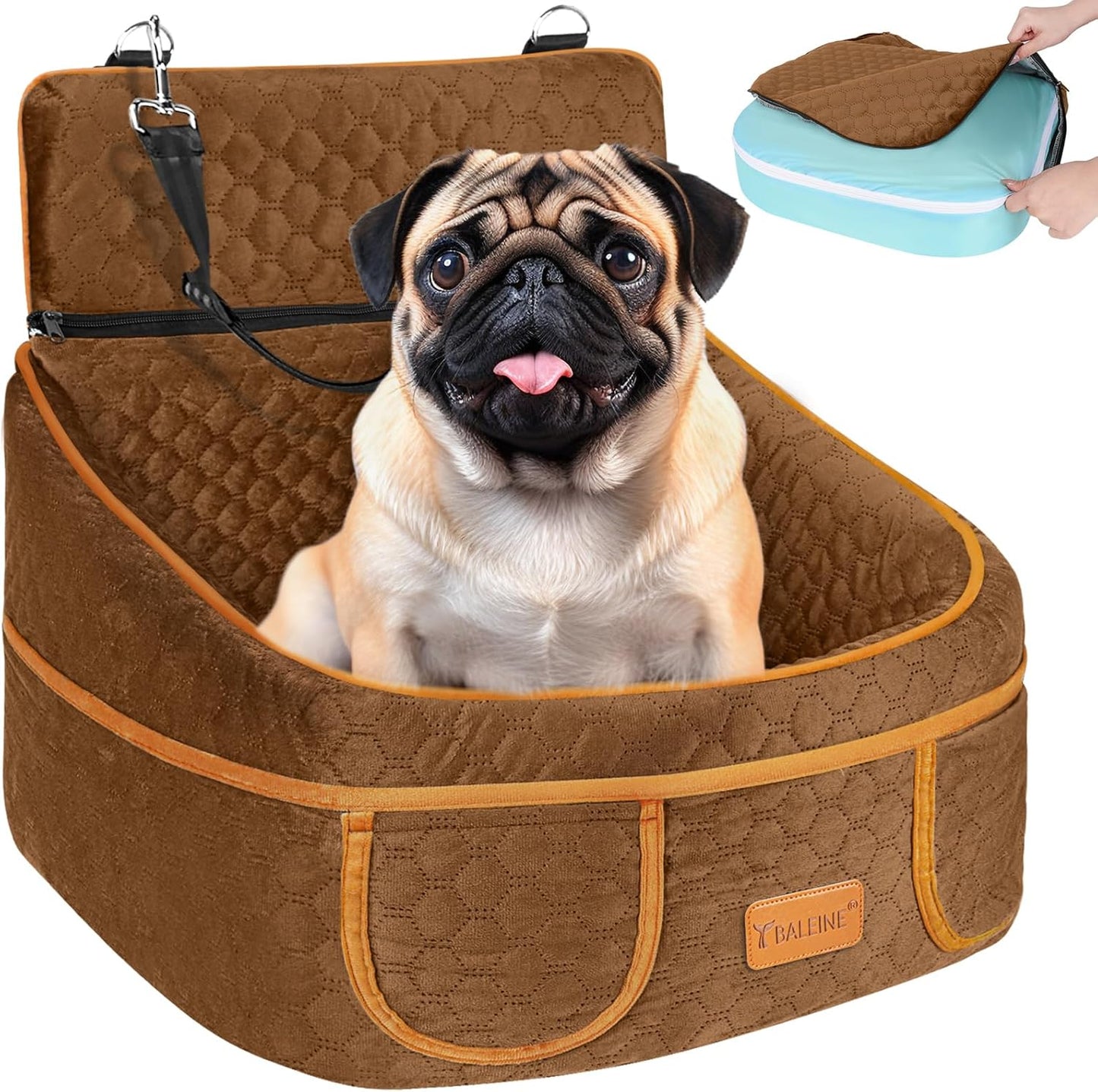 Baleine Washable Dog Car Seat - Waterproof, 4 Pockets, <35 lbs