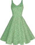 GOOBGS Women's 1950s Retro Spaghetti Strap Cocktail Swing Dress 3XL