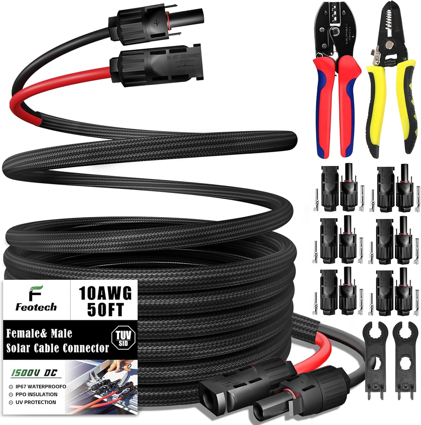 Twin Wire 50 Feet Solar Extension Cable 10AWG for Reliable Power