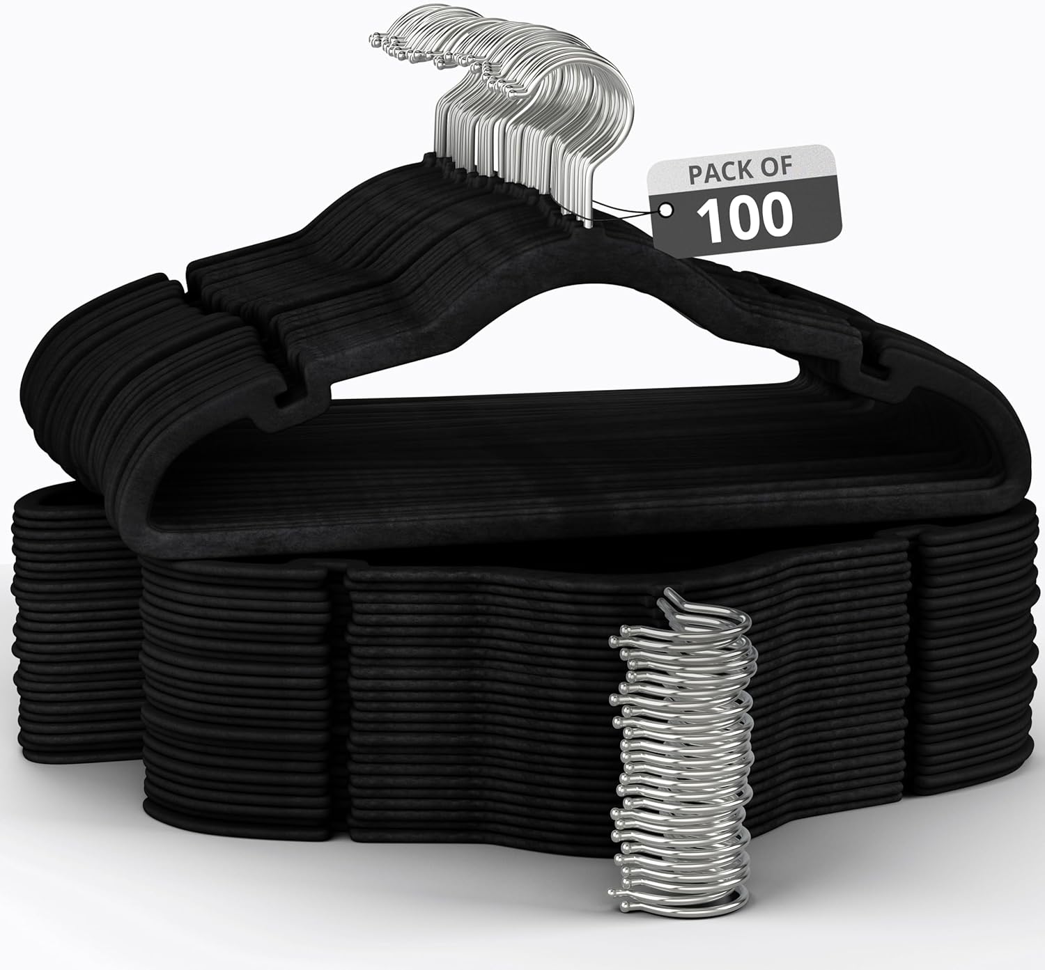 100 Pack Velvet Hangers for Clothes - Slim Space Saving Design