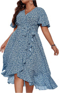 Floerns womens A-Line Floral Wrap Midi Dress - Flattering Summer Style