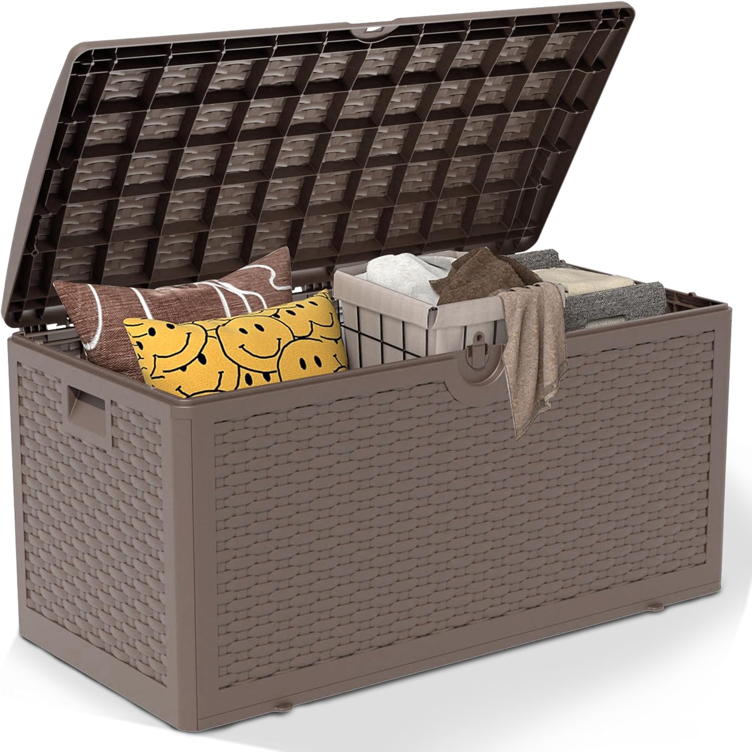 80 Gallon Waterproof Lockable Resin Deck Box for Outdoor Storage