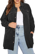 Eytino Plus Size Long Sleeve Button-Up Boyfriend Shirt for Women