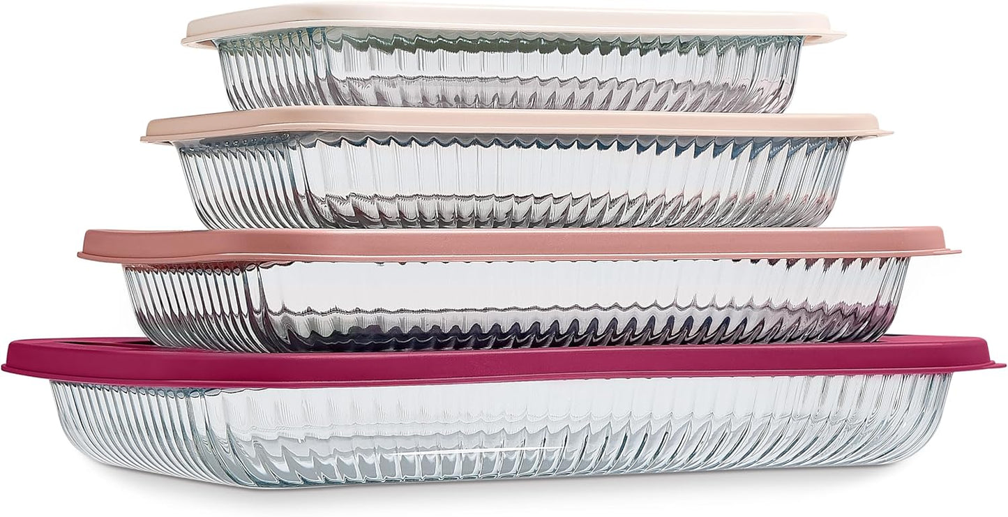 COOK WITH COLOR 8-Piece Deep Glass Baking Dish Set for All Needs