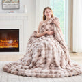 Lotus Karen Faux Fur Throw Blanket Tie-Dye Beige - Cozy Bubble Rabbit
