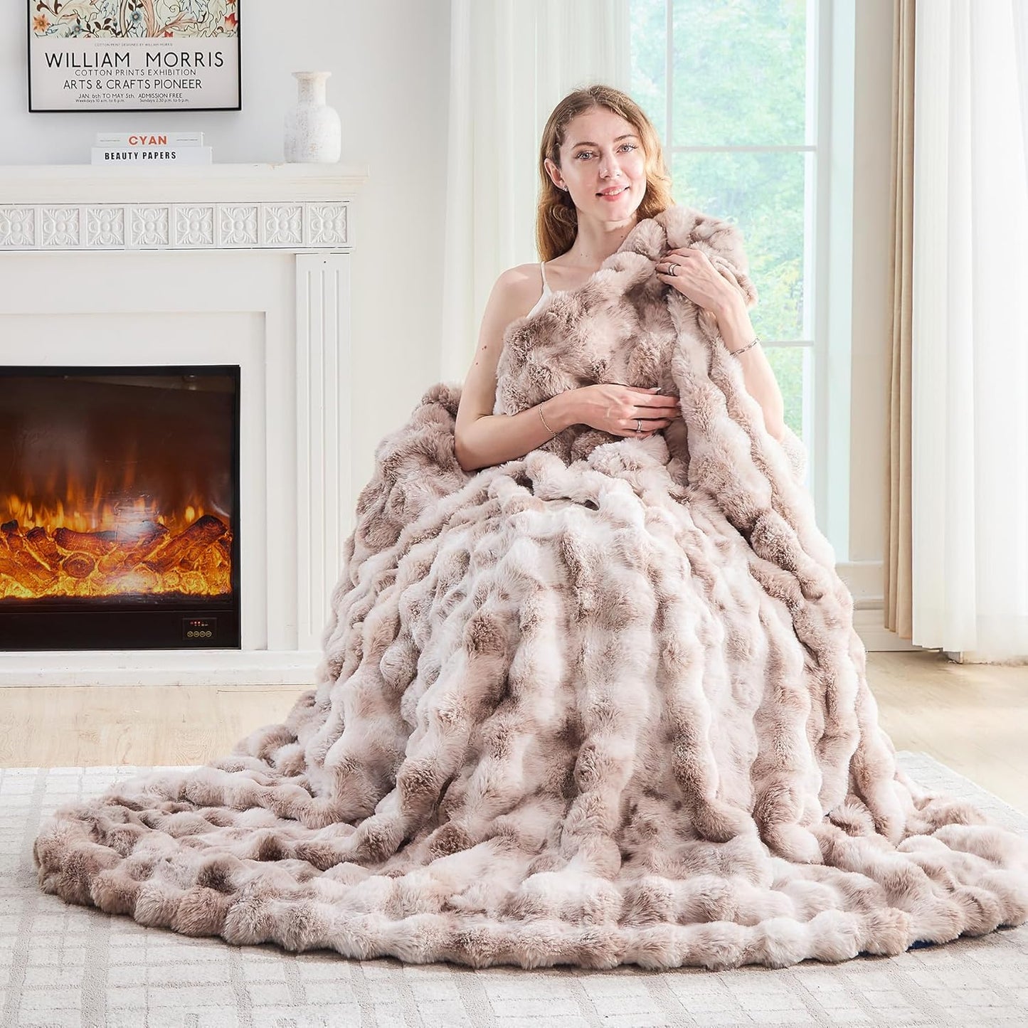 Lotus Karen Faux Fur Throw Blanket for Cozy Comfort and Style