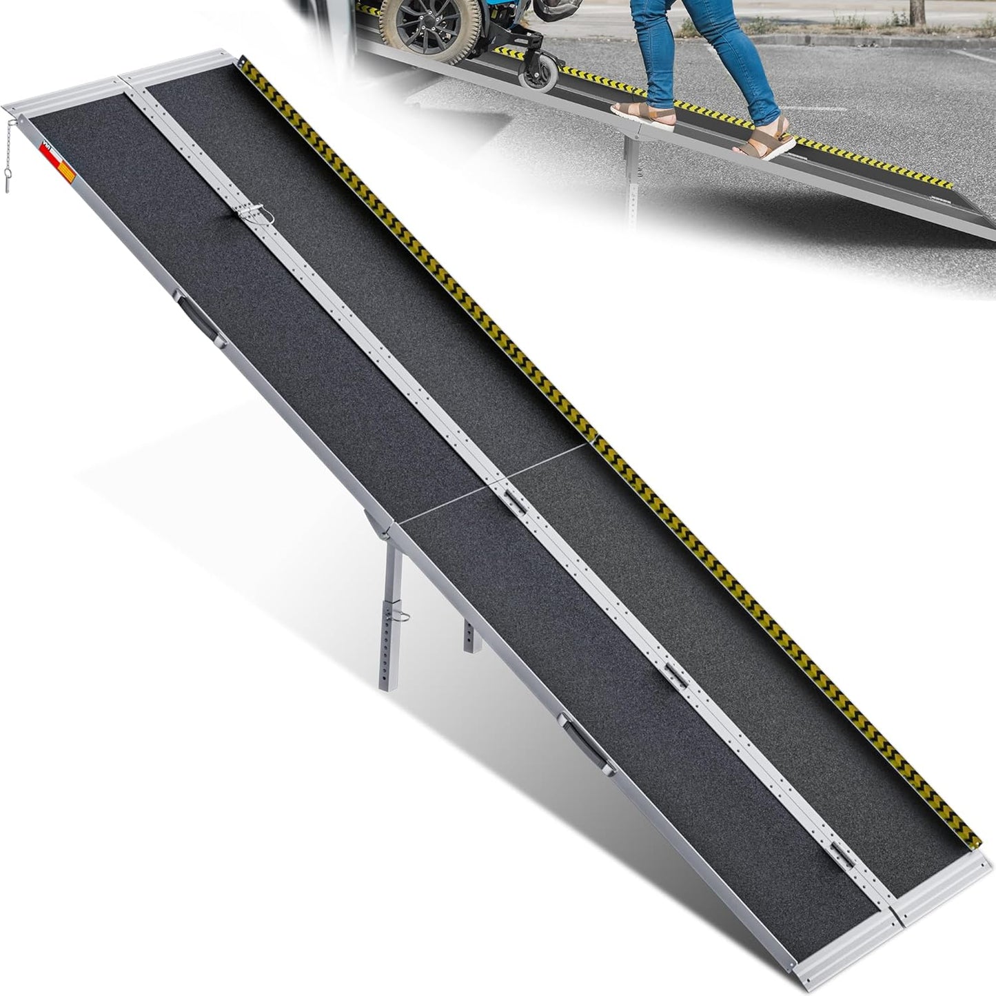 Portable Wheelchair Ramp 10FT - Seamless Non-Slip Aluminum Ramps