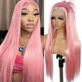 Pink Lace Front 13x6 Long Straight Wig 26in - Pre Plucked Natural
