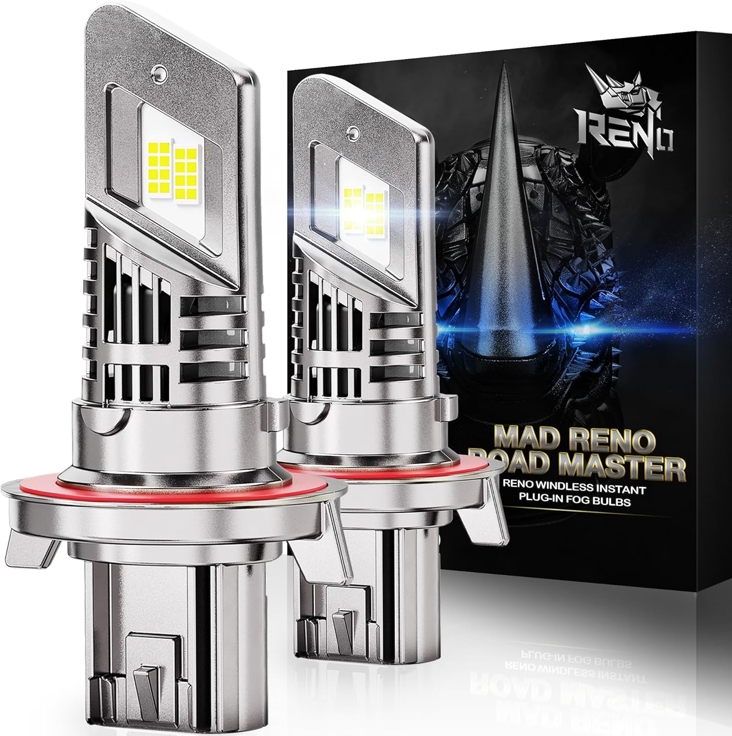 RENO H13 Fog Light Bulbs - 6000k White Lights for Safety
