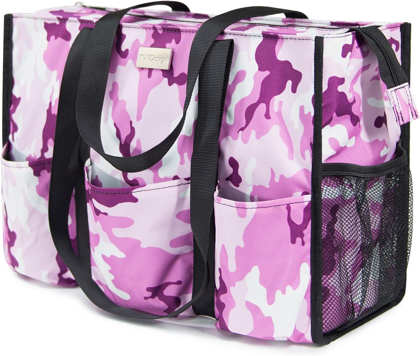 Utility Water Resistant Tote Bag with 13 Pockets for Women