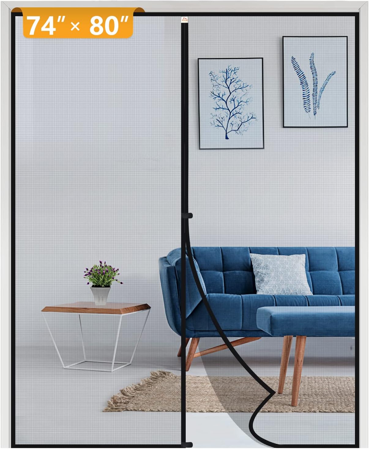 Yotache Magnetic Screen Door for 74x80 Doors - Easy Install