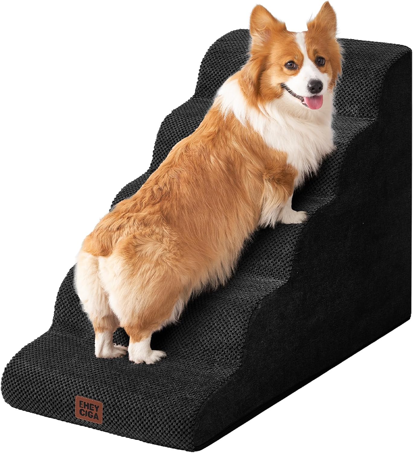 Curved Dog Stairs Ramp for High Beds - 5-Step Pet Steps