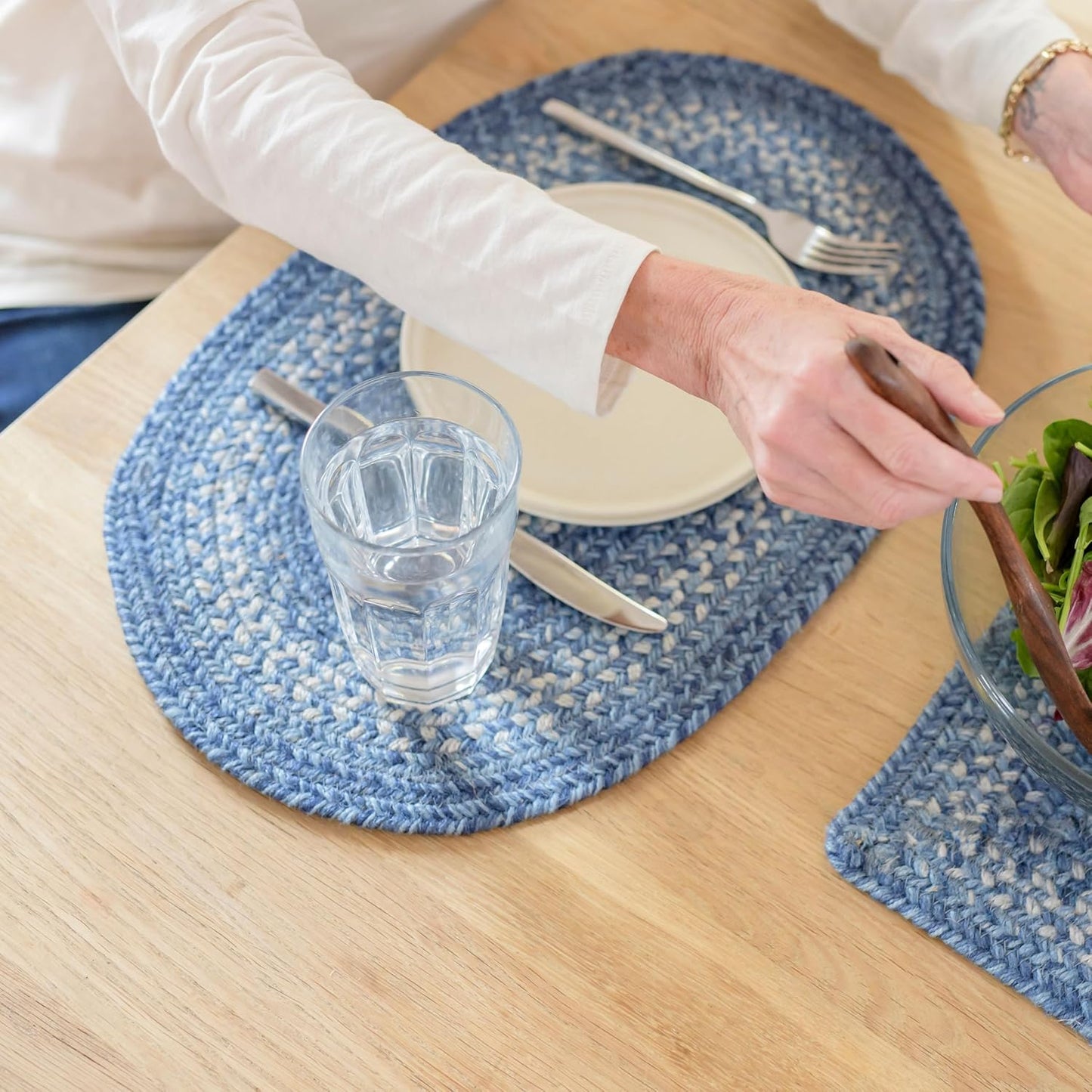 Denim Jute Braided Placemats for Elegant Dining Decor
