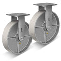 8in x 2in Industrial Casters Heavy Duty Cast Iron Wheels - High